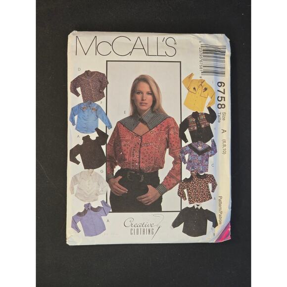 McCall's 6758‎ Sewing Pattern Misses' Western Shirt Variations Uncut - Picture 1 of 3